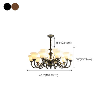 ZOWALA - Curve Arm Bell Coffee Living Room Large Classic Chandelier Image - 20