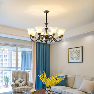 ZOWALA - Curve Arm Bell Coffee Living Room Large Classic Chandelier Image - 3