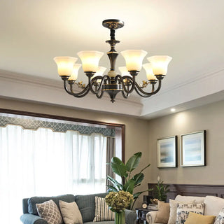 ZOWALA - Curve Arm Bell Coffee Living Room Large Classic Chandelier Image - 4