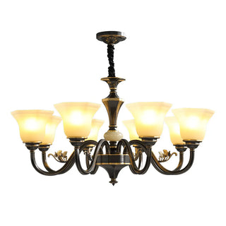 ZOWALA - Curve Arm Bell Coffee Living Room Large Classic Chandelier Image - 5