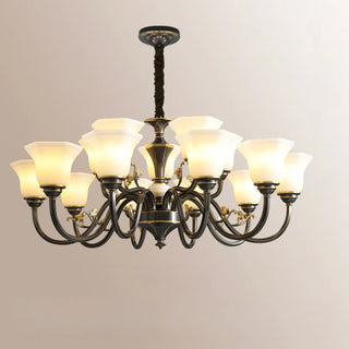 ZOWALA - Curve Arm Bell Coffee Living Room Large Classic Chandelier Image - 6
