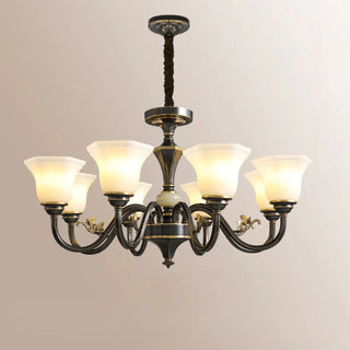 ZOWALA - Curve Arm Bell Coffee Living Room Large Classic Chandelier Image - 7