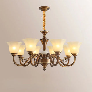 ZOWALA - Curve Arm Bell Coffee Living Room Large Classic Chandelier Image - 8