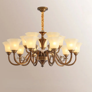 ZOWALA - Curve Arm Bell Coffee Living Room Large Classic Chandelier Image - 9