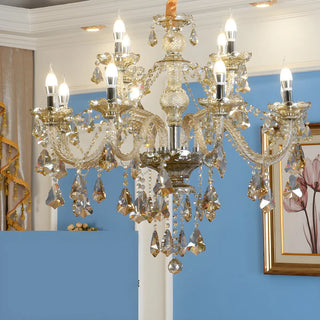 ZOWALA - Cognac Crystal Candelabra Living Room Classic Chandelier Image - 11
