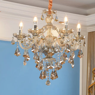 ZOWALA - Cognac Crystal Candelabra Living Room Classic Chandelier Image - 19