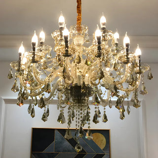 ZOWALA - Cognac Crystal Candelabra Living Room Classic Chandelier Image - 20