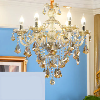 ZOWALA - Cognac Crystal Candelabra Living Room Classic Chandelier Image - 6