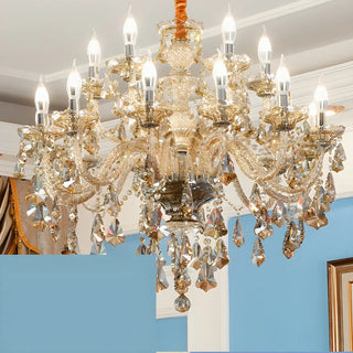 ZOWALA - Cognac Crystal Candelabra Living Room Classic Chandelier Image - 7