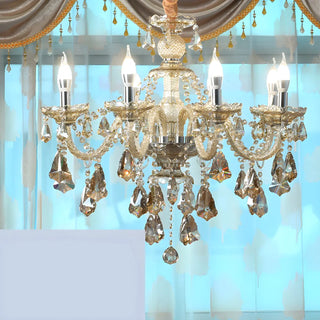 ZOWALA - Cognac Crystal Candelabra Living Room Classic Chandelier Image - 8