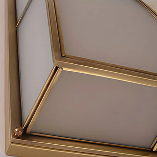 Colonial Brass Rectangle Glass Flush Mount Ceiling Lamp Zawala Image - 7