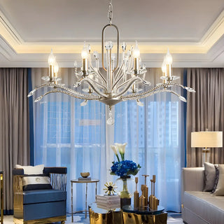 ZOWALA - Crystal Silver Candle Branch Dining Room Classic Chandelier Image - 1