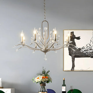 ZOWALA - Crystal Silver Candle Branch Dining Room Classic Chandelier Image - 2