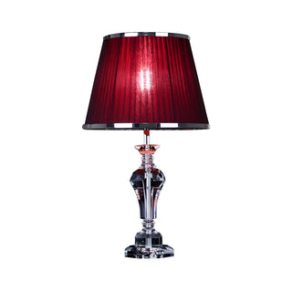 Elegant Red Fabric Faceted Crystal Base Table Lamp Image - 4
