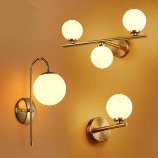 ZOWALA - Modern Gold Double Globe Vanity Wall Sconce Light Image - 5
