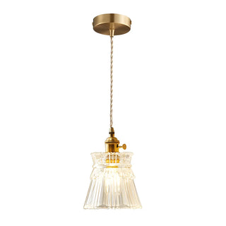 ZOWALA - Classic Elegant Clear Glass Flared Living Room Pendant Light Image - 8