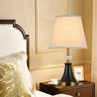 Modern Fabric Cylinder Shade Conical Base Table Lamp Zawala Image - 1