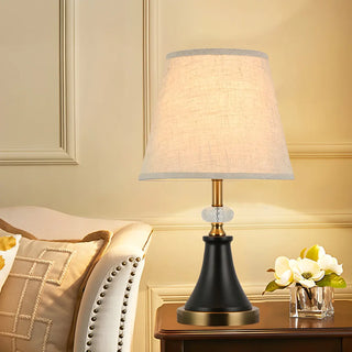 Modern Fabric Cylinder Shade Conical Base Table Lamp Zawala Image - 2