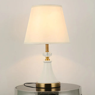 Modern Fabric Cylinder Shade Conical Base Table Lamp Zawala Image - 3