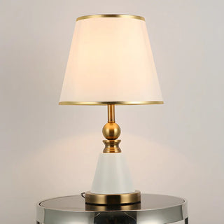 Modern Fabric Cylinder Shade Conical Base Table Lamp Zawala Image - 6