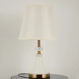 Modern Fabric Cylinder Shade Conical Base Table Lamp Zawala Image - 9