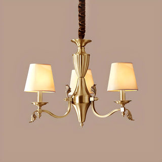 ZOWALA - Fabric Shade Brass Round Living Room Classic Chandelier Image - 10