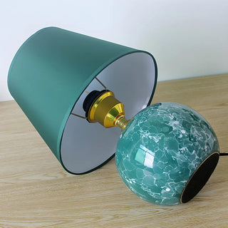 Stylish Nordic Fabric Shade Globe Ceramic Table Lamp Zawala Image - 10