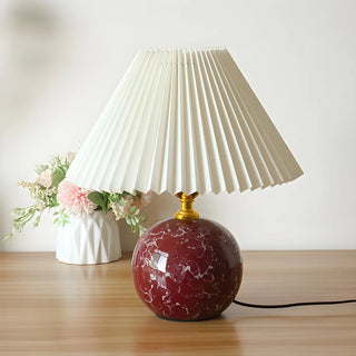 Stylish Nordic Fabric Shade Globe Ceramic Table Lamp Zawala Image - 11