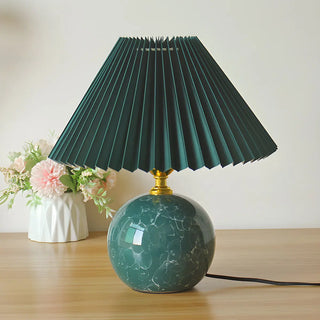 Stylish Nordic Fabric Shade Globe Ceramic Table Lamp Zawala Image - 12