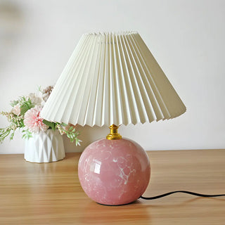 Stylish Nordic Fabric Shade Globe Ceramic Table Lamp Zawala Image - 13