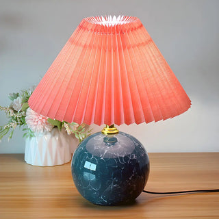 Stylish Nordic Fabric Shade Globe Ceramic Table Lamp Zawala Image - 15
