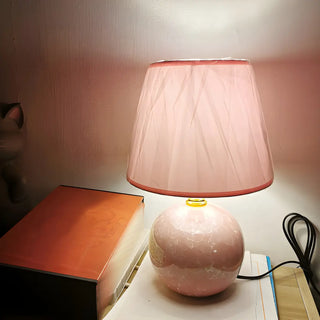Stylish Nordic Fabric Shade Globe Ceramic Table Lamp Zawala Image - 16