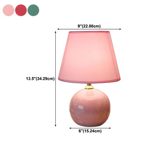 Stylish Nordic Fabric Shade Globe Ceramic Table Lamp Zawala #size