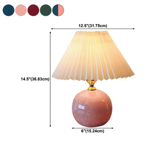 Stylish Nordic Fabric Shade Globe Ceramic Table Lamp Zawala Image - 23
