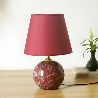 Stylish Nordic Fabric Shade Globe Ceramic Table Lamp Zawala Image - 3