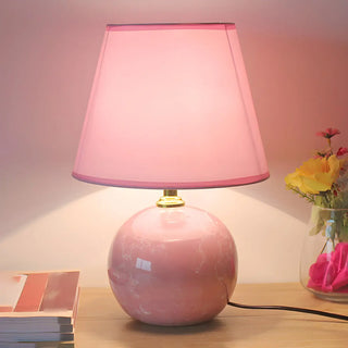 Stylish Nordic Fabric Shade Globe Ceramic Table Lamp Zawala Image - 6