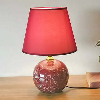 Stylish Nordic Fabric Shade Globe Ceramic Table Lamp Zawala Image - 7