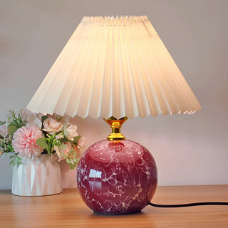 Stylish Nordic Fabric Shade Globe Ceramic Table Lamp Zawala Image - 8