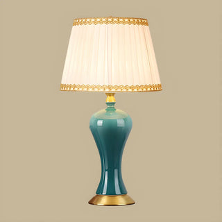 ZOWALA - Stylish Blue Vase Ceramic Base Fabric Shade Table Lamp Image - 10