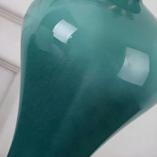 ZOWALA - Stylish Blue Vase Ceramic Base Fabric Shade Table Lamp Image - 11