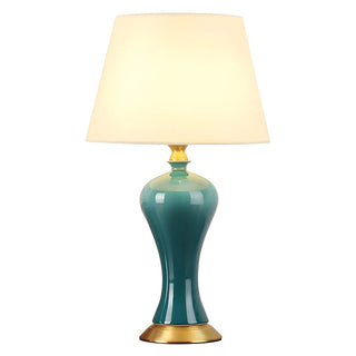 ZOWALA - Stylish Blue Vase Ceramic Base Fabric Shade Table Lamp Image - 15