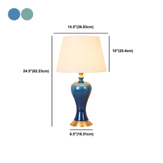 ZOWALA - Stylish Blue Vase Ceramic Base Fabric Shade Table Lamp #size