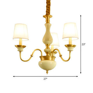 ZOWALA - Living Room Fabric Curve Arm Brass Large Classic Chandelier Image - 10