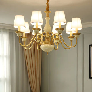 ZOWALA - Living Room Fabric Curve Arm Brass Large Classic Chandelier Image - 2