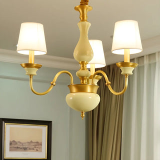 ZOWALA - Living Room Fabric Curve Arm Brass Large Classic Chandelier Image - 3