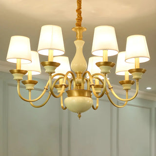 ZOWALA - Living Room Fabric Curve Arm Brass Large Classic Chandelier Image - 4