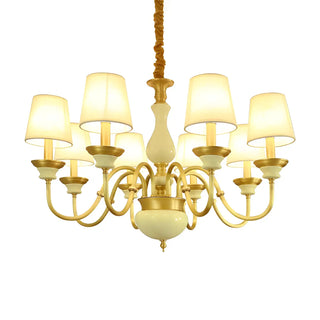 ZOWALA - Living Room Fabric Curve Arm Brass Large Classic Chandelier Image - 5