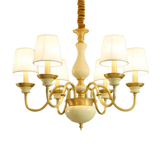 ZOWALA - Living Room Fabric Curve Arm Brass Large Classic Chandelier Image - 6