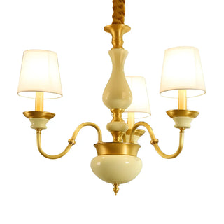ZOWALA - Living Room Fabric Curve Arm Brass Large Classic Chandelier Image - 7