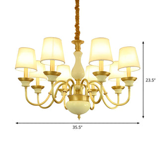 ZOWALA - Living Room Fabric Curve Arm Brass Large Classic Chandelier #size